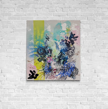 Load image into Gallery viewer, Burn original painting by Tania LaCaria displayed hanging on a white brick wall. 
