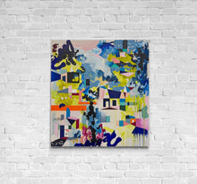 Load image into Gallery viewer, Shrine original painting by Tania LaCaria displayed hanging on a white brick wall.