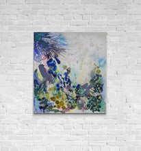 Load image into Gallery viewer, Whisper original painting by Tania LaCaria displayed hanging on a white brick wall

